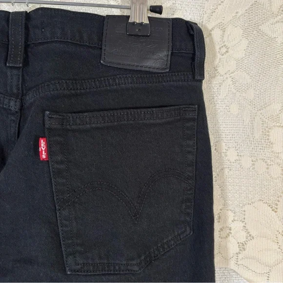 Levi's Wedgie Straight High Rise Denim Jeans Pants Black Sprout Size 27 - Picture 7 of 12